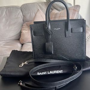 Authentic 2020 black YSL Sac de Jour Nano with removal strap grained leather
